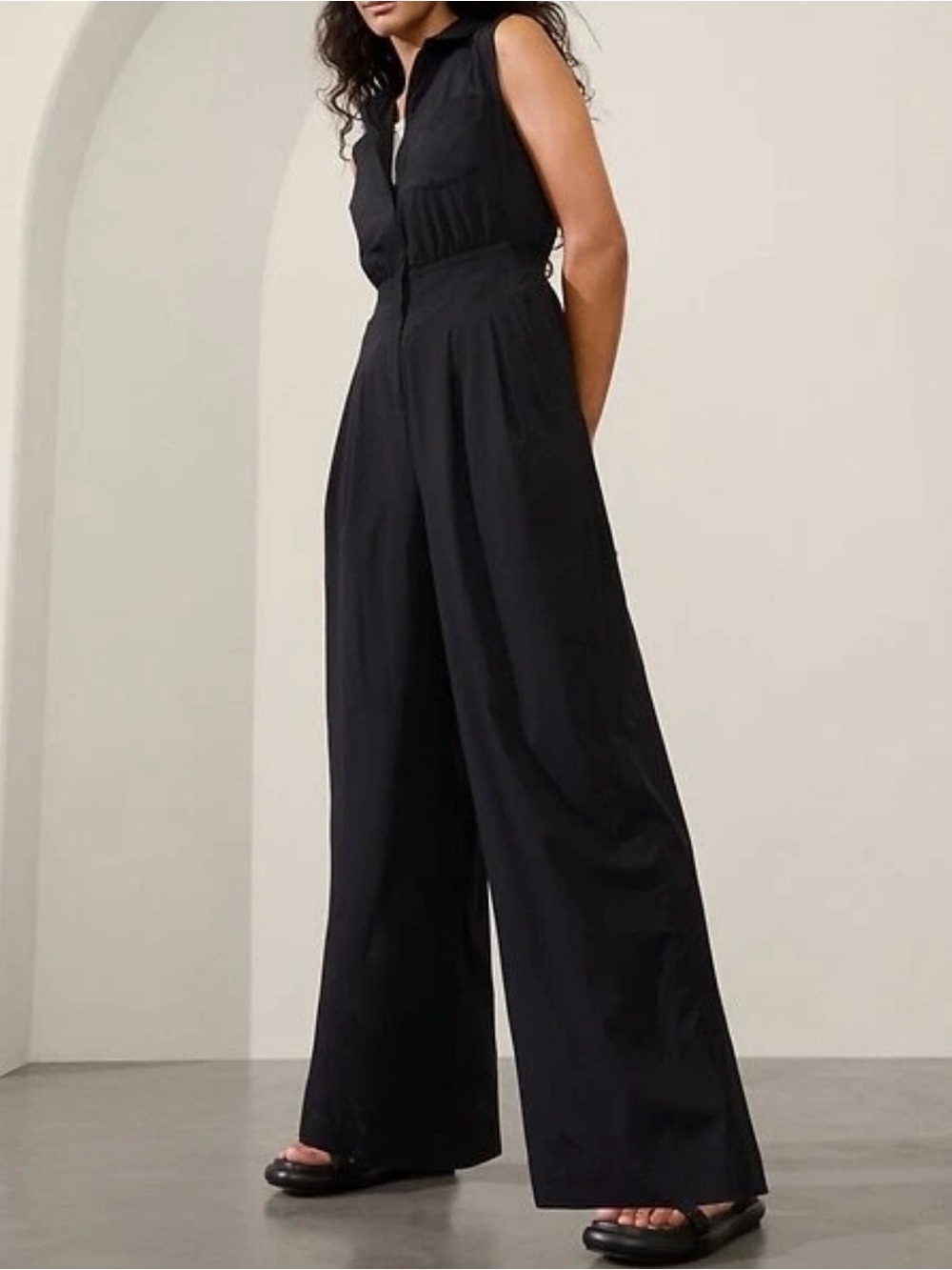 Athleta Brooklyn Heights Sleeveless Black Wide-Leg Jumpsuit